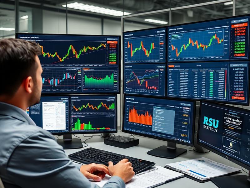 Executive analyzing RSU vesting schedule and tax planning documents