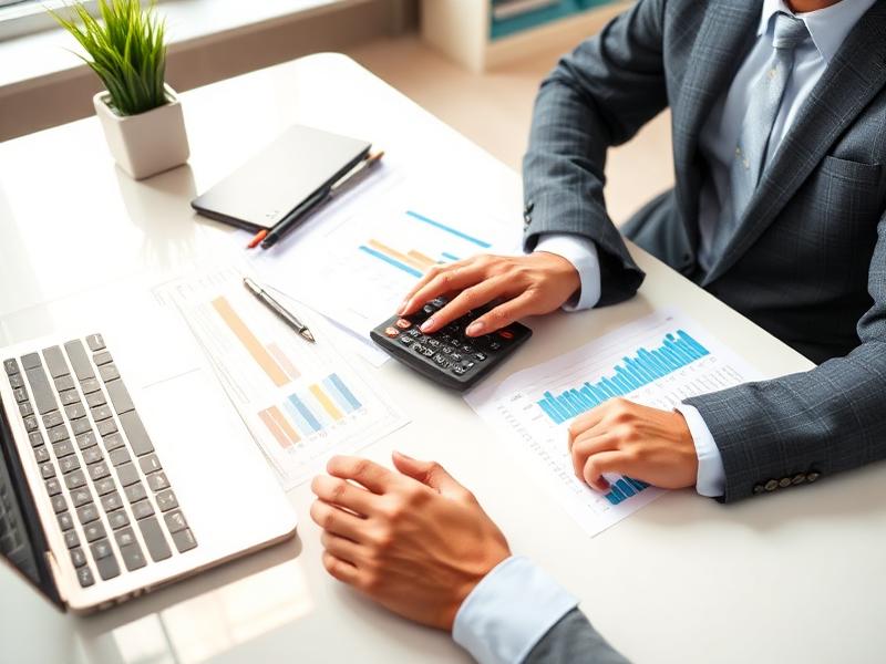 Professional reviewing tax planning documents and financial charts